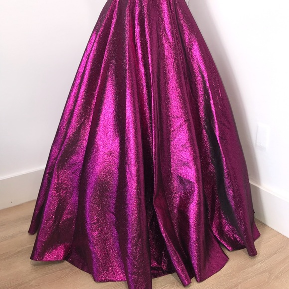 Mac Duggal off shoulder raspberry gown prom - Picture 5 of 15